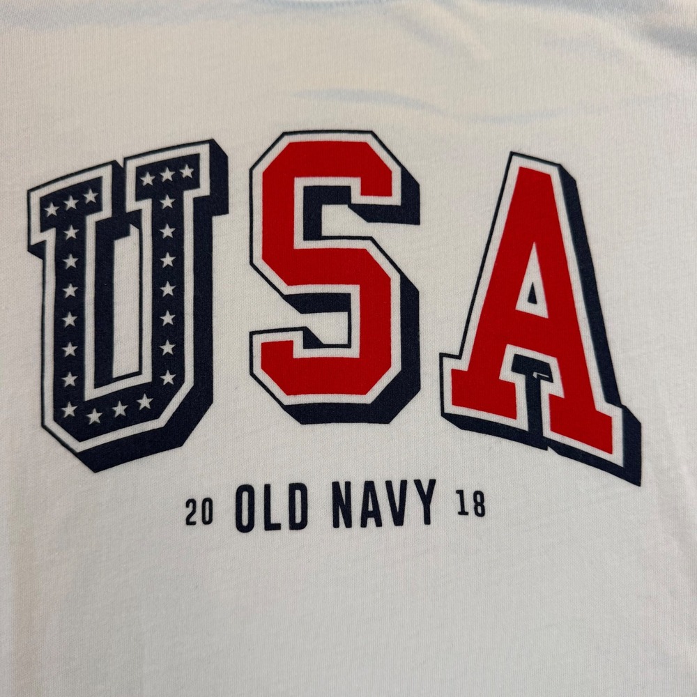 Old Navy Everywear Womens XL White USA Graphic T-Shirt Short Sleeve Patriotic - Picture 2 of 6